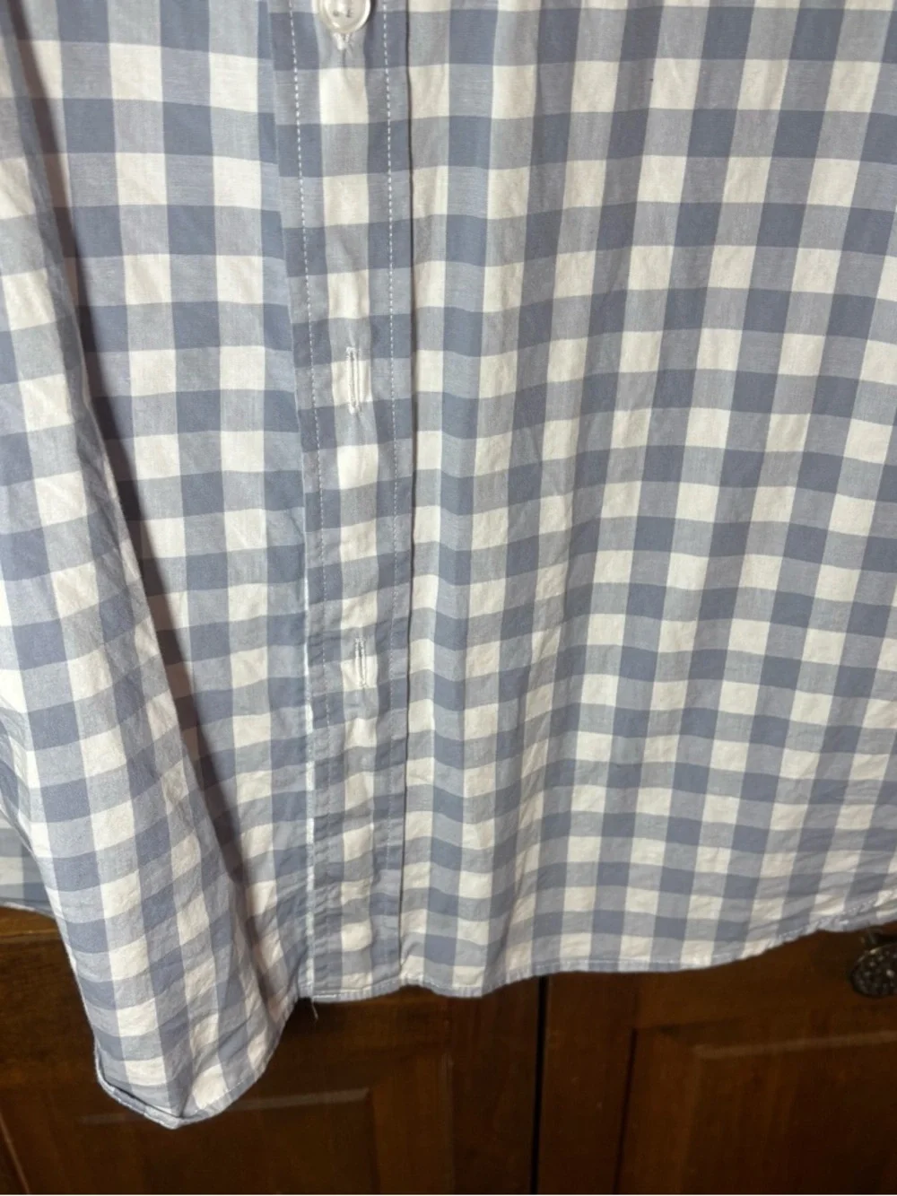 J. Crew Men's Light Blue and White Gingham Button-Down Shirt